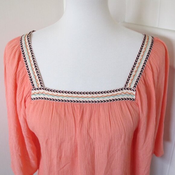 Ya | Bohemian Loose Sleeve Crepe Square Neck Blouse - Picture 4 of 9